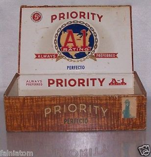 VERY RARE Vintage Priority Perfecto A 1 Rating Cigar Box   5 cent 