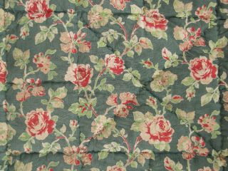 vintage french quilt green floral fabric double sided time left
