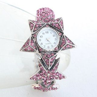   designed jewelry 1ps rhinestone bangle cuff star bracelet watch free