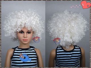 Unisex White Afro Kids Children Halloween Wigs (fits from baby to 