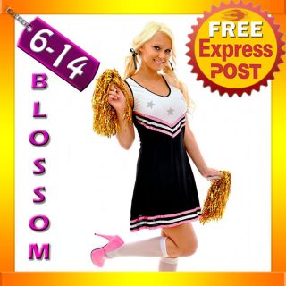 F73 Ladies Sport Cheerleader School Girl Fancy Dress Up Costume Outfit 