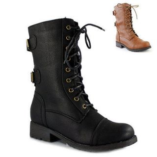   Combat Boot Motorcycle Buckles Lace Army Wild Diva Timberly 02