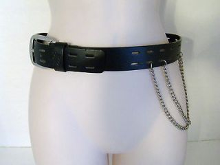 LEI Black Belt with Silver Chains accent Size L man made materials 