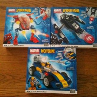 Mega Bloks Marvel Spider man Wolverine 91284 91285 91286 Lot Of 3 Sets 