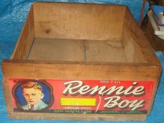 bh177 vtg rennie boy grape fruit wood wooden crate box