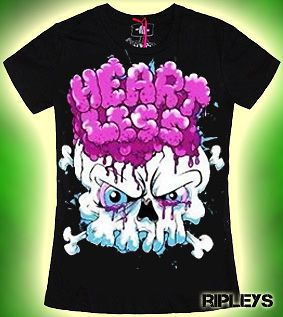 evil skinny top t shirt heartless boner skull pink m 10  20 