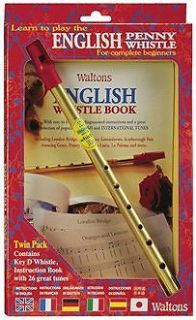 WALTONS ENGLISH TIN PENNY WHISTLE TWIN PACK   BOOK + D WHISTLE   NEW