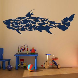 SHARK MADE OF FISH COLLAGE WALL ART DECAL STICKER giant tattoo picture 