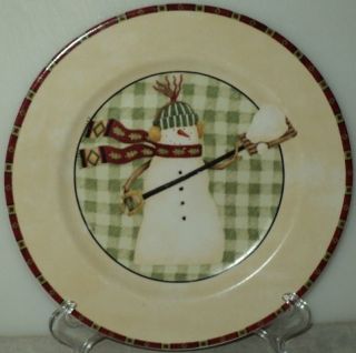   SNOWMEN Debbie Mumm Salad Plate Zak Designs Shoveling Snow Snowman