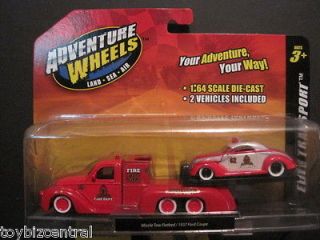 Missile Tow Flatbed & 1937 Ford Coupe 1/64 Fire Department Rubber 