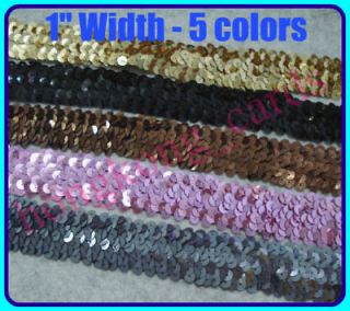 wide 5 color stretch sequin elastic banding trim 5yd