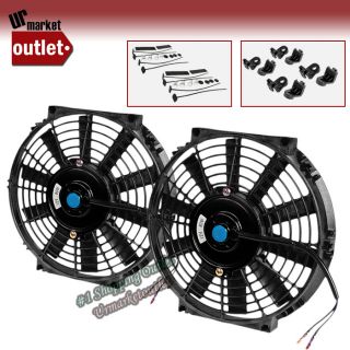 Brand New 2 Pieces   10 Black High Efficiency Slim Radiator Fan