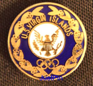 1980s US Virgin Islands NOC Pin Badge RARE Use on 1984 Los Angeles 