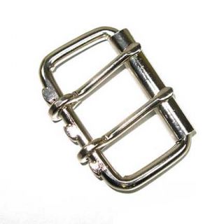 welded ring double prong roller buckle nickel plated