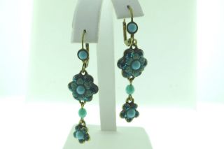 Michal Negrin Turquoise Crystals Tear Drops Earrings