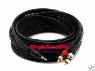 25 ft Long 3 5 mm Stereo Y Adapter Jack 2 RCA  Cable