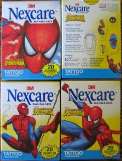 3M Nexcare Spiderman Marve Tatoo Waterproof First Aid BandAid Bandages 
