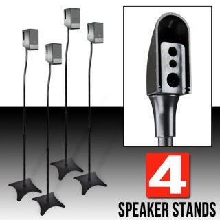 Universal Surround Sound Speaker Stand Black Pair Adjustable 