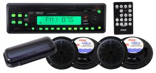   CD AM/FM Aux In Stereo Player Receiver + 4 x 100W 5.25 Speakers