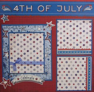 4th of July   TWO Premade Scrapbook Pages 12x12 Layout