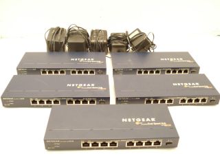 Lot of 5 NetGear DS108 8 Ports External 10 100MB Ethernet Hub Net Gear 