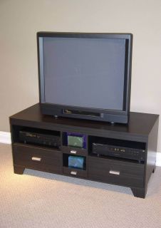4D Concepts Large TV Stand Black Wood Grain 24706 New