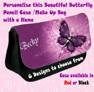 Personalised Pretty Butterfly Make up / Clutch Bag / Pencil Case 