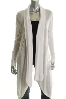 525 America White Long Sleeve Open Front Asymmetric Cardigan Sweater M 