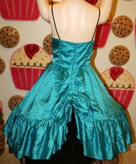 Vintage 80s Prom Party Dress Saloon Sexy Style Polka Dots