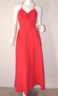 Chic Straps Vintage 60s Coral Maxi Party Prom Dress XS