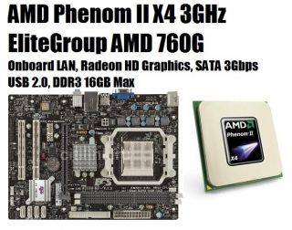   BOX AMD Phenom II X4 945 3GHz Quad Core ECS 760G AM3 Motherboard Combo