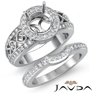 Vintage Diamond Engagement Ring Round Bridal Set 14k Gold White Semi 