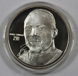 Barry Sanders Silver Medallion   1 oz. .999 Silver   Rare with CoA and 