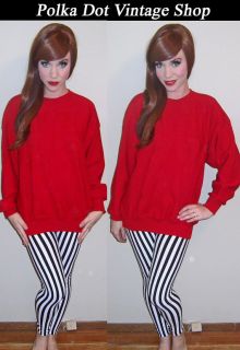 Womens Vintage 80s Bright Red ITALIAN WOOL Oversized Slouchy Sweater 