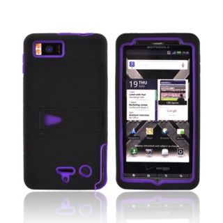 Purple Black Rubberized Dual Layer Hard Soft Case Cover for Motorola 