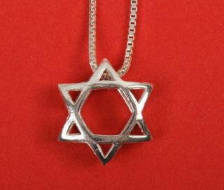 Sterling Silver Jewish Star of David Magen 3D Pendant Necklace Judaica 
