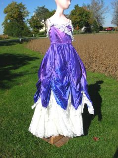    Satin Tiered Lace Dress Halloween Costume Southern Belle Saloon Girl