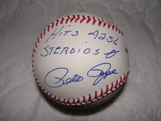 Pete Rose Signed Baseball w/ JSA COA & inscription hits 4256 steroids 