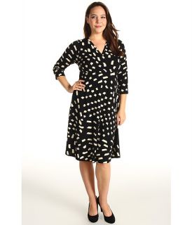 Karen Kane Plus Plus Size Monotone Confetti Print Surplus Dress