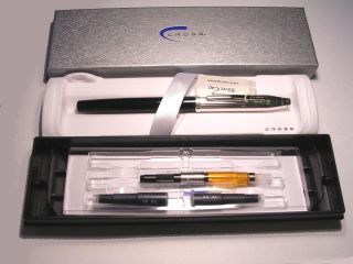 NOS 2002 A.T. Cross Century II sterling silver & black fountain pen 