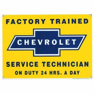 Tin Sign Chevrolet Factory Trained Service Technician on Duty 