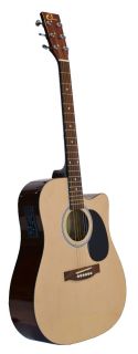 New Eleca Acoustic Electric Cutaway Guitar with 3 Band EQ   Natural 