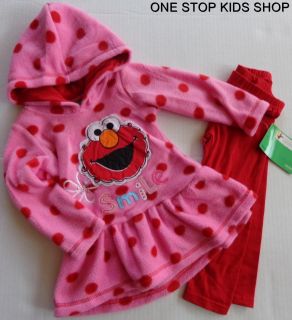 Elmo or Abby Cadabby Girls 2T 3T 4T Hoodie Set Outfit Shirt Pants 