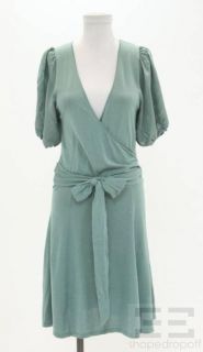 BCBG Max Azria Green Silk Short Sleeve Knit Dress Size M