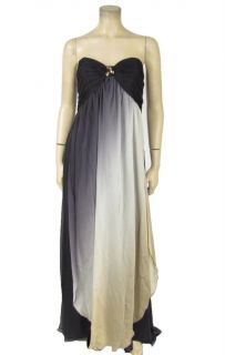 NWT ABS Allen Schwartz Strapless Silk Ombre Dress 14 Pleated Jeweled 