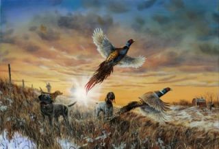 Jim Hansel Opening Day Signed and Numbered Pheasant Hunting Print 29 x 