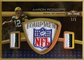 AARON RODGERS 2010 TOPPS TRIPLE THREADS NFL SHIELD #1/1 PACKERS 2011 