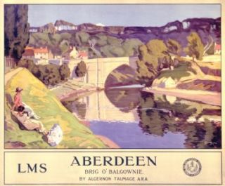 aberdeen scotland railway travel poster print