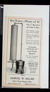 Abram Cox Stove Company Advertising Blotter c. 1890 1910 Coal Tank 
