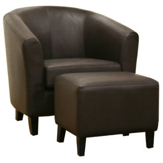 Wholesale Interiors Koala Leather Accent Chair and Ottoman Set in Dark 